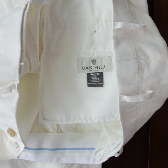 Oak Hill White Linen-Blend Dress Pants 46x30 - Picture 1 of 2